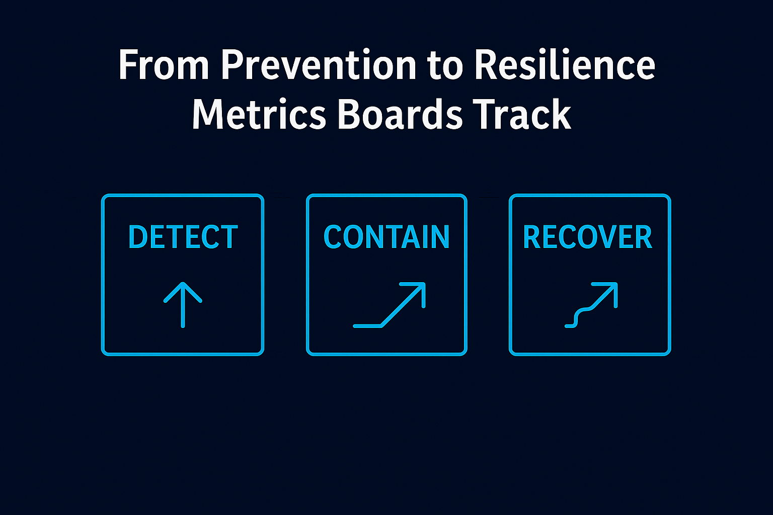 “Cyber resilience metrics showing detect, contain, and recover performance indicators used by boards to measure security readiness.”