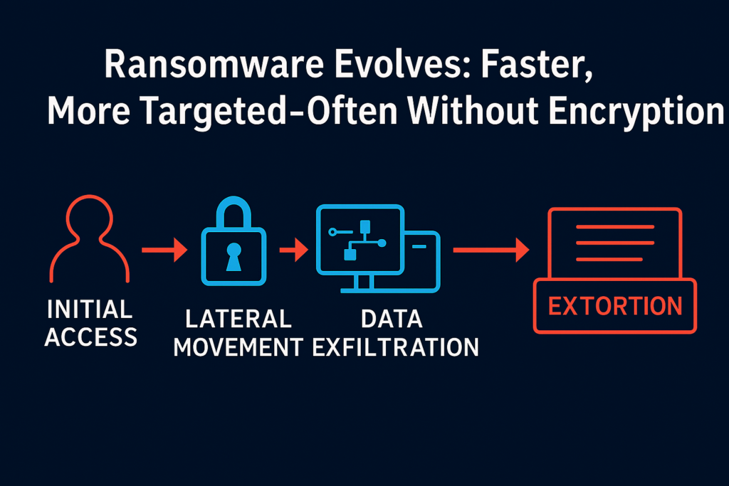 Ransomware kill chain with data exfiltration path highlighted